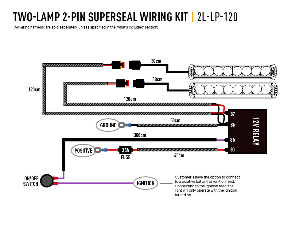 Two-Lamp Wiring Kit (2-Pin, Superseal, 12V)
