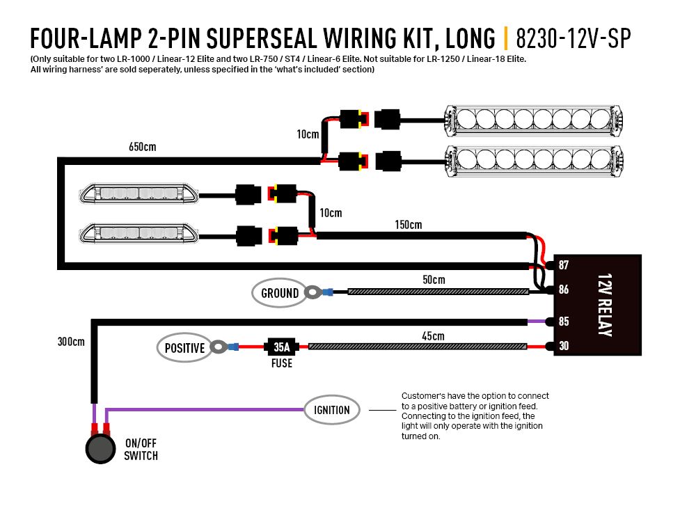 Four-Lamp Wiring Kit with Splice (2-Pin, Superseal, 12V)
