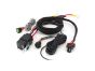 Image of the complete wiring kit including connectors, relays, fuses, switches, and bundled cables prepared for installation.