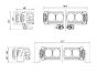 Technical drawing of the lamp showing precise measurements of height, width, depth, and mounting hole positions.